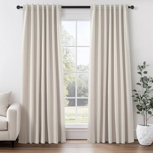 Topfinel Oatmeal Linen Blackout Curtains 96 Inches Long 8 FT