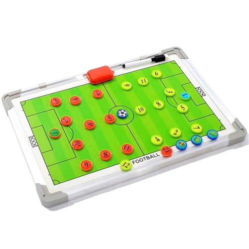 Image of SLYK Portable Double-Sided Magnetic Coaching Board for Football, 18 x 12 inch, Professional Winning Strategy Training Assistant Tactics Board with Erasable Write-Wipe 2 in 1 Marker Pen