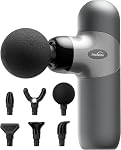 Morelax Mini Gun de massage, Gun portable de masseur musculaire, puissant masseur de poche pour le voyage & Chez soi, petite & Massager tranquille avec 6 Têtes & 4 Intensités - Cadeau pour athlètes Femmes Hommes