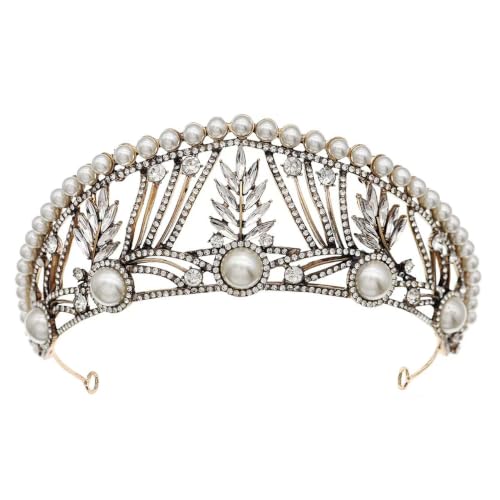 Corona de cumpleaños cómoda que no pesa con strass brillantes y perlas 2