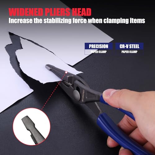 Image of WORKPRO 8-Inch Long Nose Slip Joint Pliers, CR-V Steel Needle Nose Pliers | Comfortable Grip Handles, 3-Zone Serrated Grip, Widened Jaw, Small Adjustable Pliers, for Clamping, Tightening and Loosening