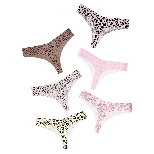 DEANGELMON Leopard Print Seamless Thongs for Women No Show Thong Underwear Women Comfortable...