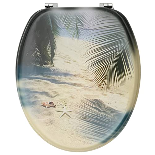 Abattants WC MDF lot de 2 avec couvercle décor plage