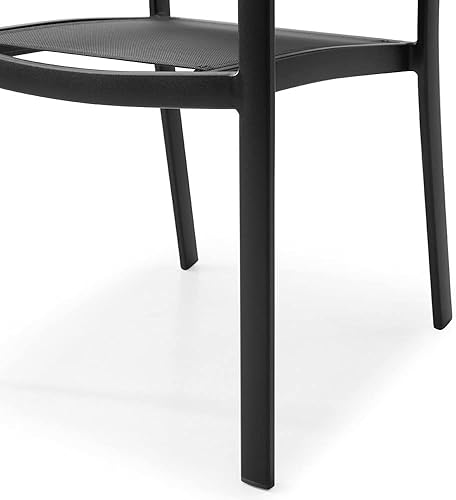 Miniatura 8 de ZURI Silla de comedor moderna para exteriores Laka con asientos de malla de secado rápido y marco de aluminio recubierto de polvo en negro