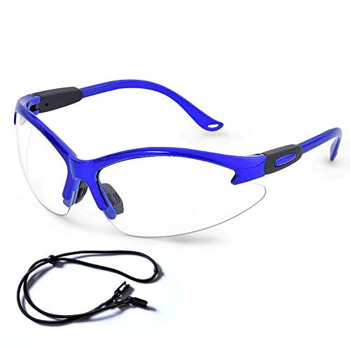 SAFEYEAR veiligheidsbril (CE bescherming)- veiligheidsbril brillen voor oogbescherming met heldere anti-mistlenzen, werkbrillen met rubberen neus- en oorgrepen Blauw