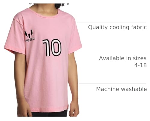 Image of Messi Girls' Lifestyle Short Sleeve T-Shirt, Slim-fit Graphic Tee, Cotton Blend Fabric