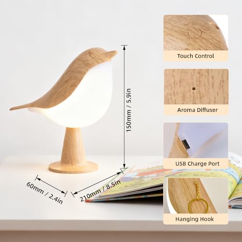 IFTHFOUR Bird Cordless Table Lamp, Small Cordless Bedside Lamp with 3 Color Temperature, Touch Sensor & Rechargeable Battery - Night Light for Kids, Bedroom, Bedside (Light+Dark) by IFTHFOUR - Image 3