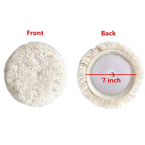 Inzoey Wool Buffing Pad,3 Pack 7" Car Polishing Pad With Hook And Loop For Cleaning & Cutting,Polishing,100% Wool Sheepskin Material,Durable And Soft #TOP1