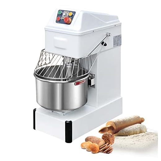INTBUYING Commercial Spiral Dough Mixer Dough Kneading Machine 20L Rotating Spiral Food Mixer Stainless Steel Egg Beater Milk Shaker Double Speed 1500W with Timing Function 110V