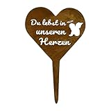 MOAZIFI Grabschmuck Wetterfest Grabengel, Du lebst in unseren Herzen – Grabstecker Grabdeko für Friedhöfe und Gärten, Zeitloses Engelsdesign zur würdigen, Andenken für ewige Verbundenheit