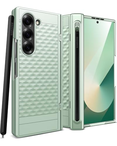 Coque Samsung Galaxy Fold 6 anti-poussière avec porte-stylo S Pen et charnière intégrée - Menthe