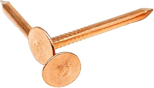 Vista 11 de Uñas de cobre de 1 pulgada con acabado para techos, 100 clavos, púas de pizarra de cobre puro macizo, barcos de muebles, el paquete incluye 100 uñas