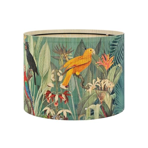 Rustic Vintage lamp shade Bamboo Material Tropical Floral 11.8x9Inch