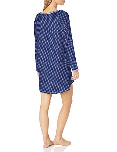 Karen Neuburger Women's Long Sleeve Nightshirt Nightgown Pajama Dress Pj, Foulard Navy, X-Large