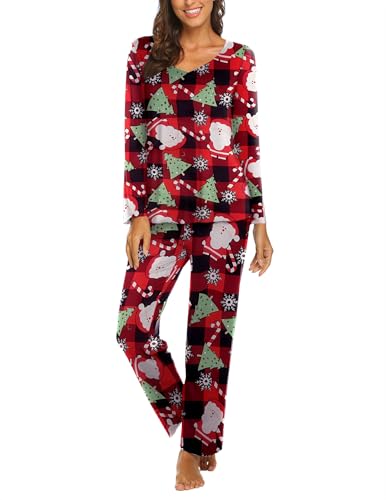 Image of Ekouaer Womens Pajama Sets 2 Piece Lounge Set Fall Winter Pajamas Long Sleeve Pjs Top and Pants Soft Pj Sets Loose Sleepwear