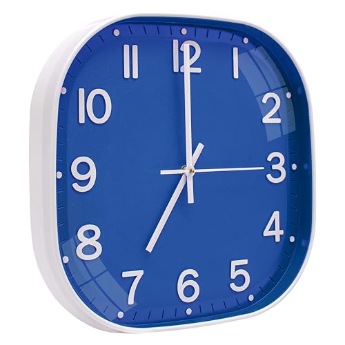 Image of TEKCOOL Plastic Analogue Wall Clock 12 inch Silent Quartz Decorative Wall Clock Non-Ticking Classic Clock Battery Operated Round Easy to Read for Room /Home /Kitchen /Bedroom /Office /School.Blue.'