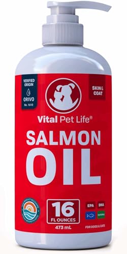 Salmon Oil for Dogs & Cats - Healthy Skin & Coat, Fish Oil, Omega...