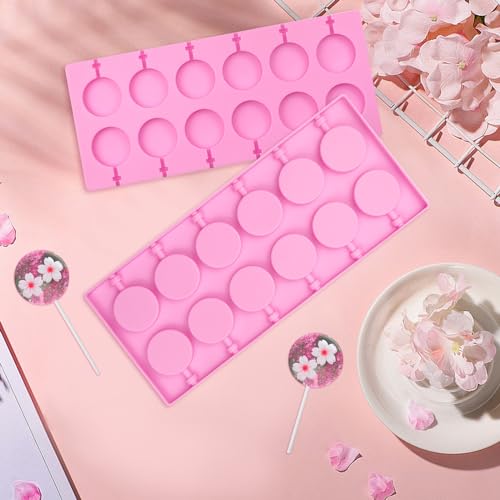 Miniatura 7 de Popapie 2 Piezas Moldes De Silicona Para Piruletas Molde Lollipop Silicona Con 100 Palitos De Piruletas Moldes Para Piruletas De Caramelo Para Hacer Chocolate Gelatina Lollipop Rosa