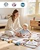 Baby Floor Play Mat,Soft Thick Foam Padded Tummy Time Mat,Waterproof Wipeable Kids Playmat for Babies 6-12 Months,Non-Slip Bottom for Crawling to Nursery Playpen,Rainbow #1