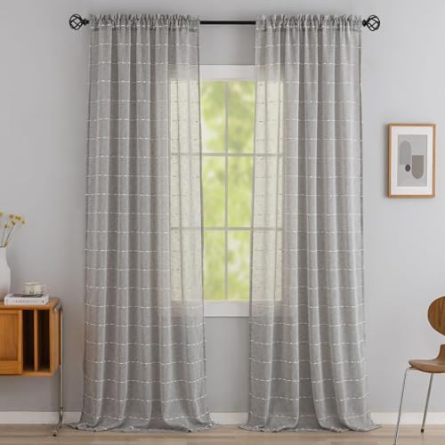 YJ YANJUN Grey Curtains 108 Inches Long for Living Room