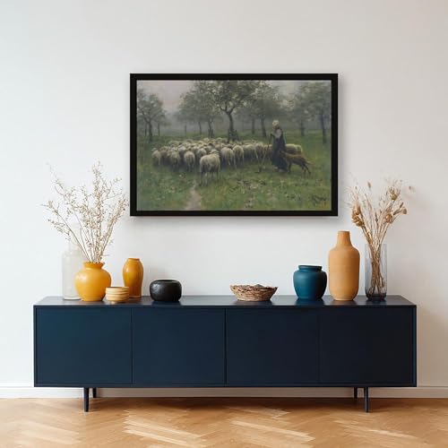 Impression sur toile Bergère et moutons 50x76 cm pour habiller un mur vide facilement - 5