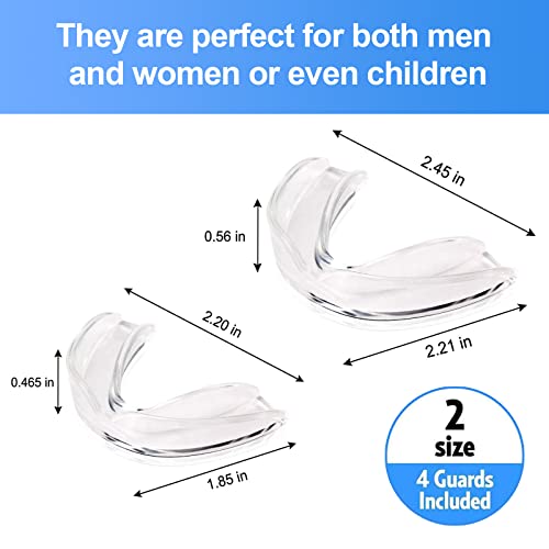 Mouth Guard for Grinding Teeth - Mouth Guard for Clenching Teeth at Night, BPA Free New Upgraded Dental Night Guard Stops Bruxism for Adults & Kids 2 Sizes Pack of 4 (2 Pairs)