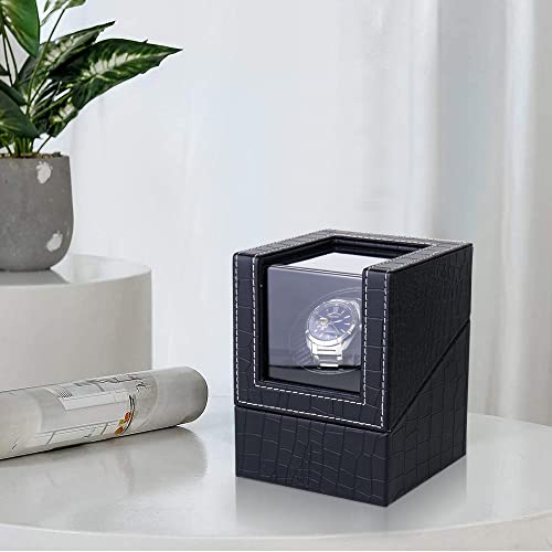 Anyasun Automatic Single Watch Winder In Wood Shell And Black Leather,Japanese Quiet Motor,Fit Women And Men Watches (Pu Crocodile Skin) #TOP3