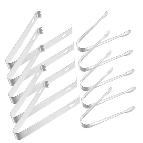 CIYODO 10pcs Stainless Steel Tongs for Appetizers Ice and Sugar Kitchen Utensils for Parties and Restaurants Easy to Use and