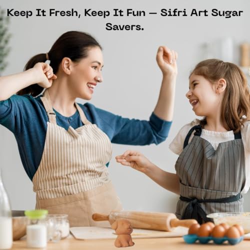 Image of Sifri 3D Brown Sugar Keeper 2-in-1 Set - Terracotta Clay Puppy & Spoon Saver Softener - Cute Kitchen Storage & Freshness Holder for Sugar - Gift for Bakers (1, Dog and Spoon)
