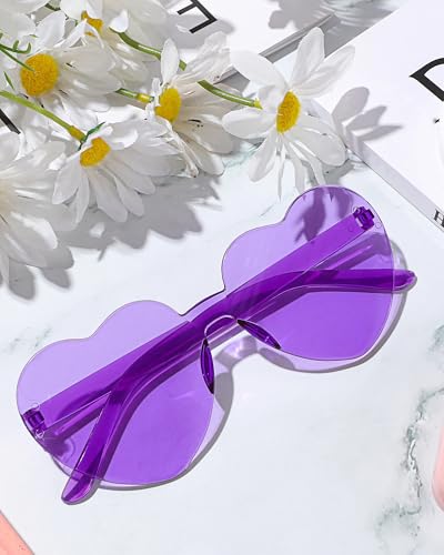 Colzzy 16 Pair Heart Shaped Sunglasses Bulk Witch Birthday Party Sunglasses Candy Color Eyewear for Party Women (Purple) 6