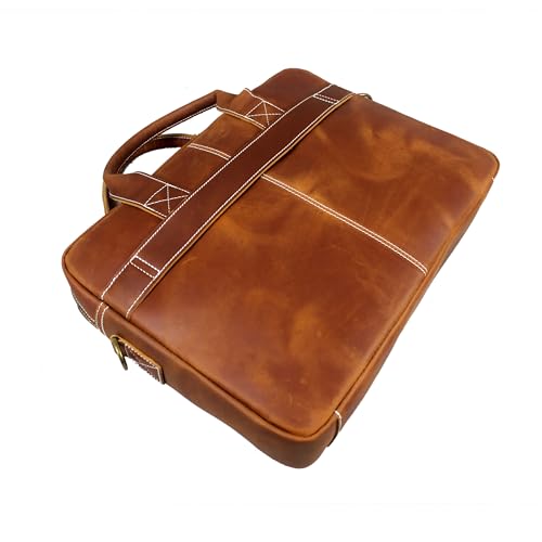 16" Full Grain Leather Briefcase Laptop Bag Shoulder Messenger Bag Classic Handbag for Business or Travel4