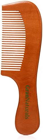GranNaturals Wooden Comb with Handle - Fine Wood Toothed Styling & Grooming Tools for Men & Women - Detangler for Beards, Mustache - Anti-Static Styler for Long, Straight, Wavy, Curly, Coarse Hair