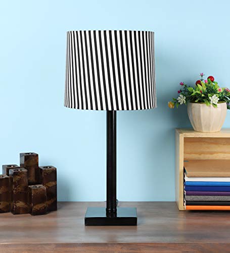 tu casa Table Lamps Black Metal Base with Black/White Cotton (Zebra Print) Shades for Home Décor, Bedrooms, Living Room, Gifting, Diwali Decoration, Dining Space, Study Room, Restaurants (H-19) tu casa Table Lamps Black Metal Base with Black/White Cotton (Zebra Print) Shades for Home Décor, Bedrooms, Living Room, Gifting, Diwali Decoration, Dining Space, Study Room, Restaurants (H-19)
