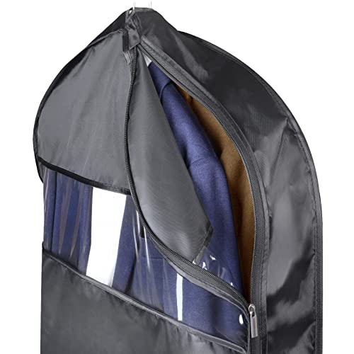 Image of Univivi Garment Bags for Travel and Storage 43 inch Hanging Suit Bag Clear Suits Cover with Mesh Pockets for Coat, Shirt, Jackets, dresses