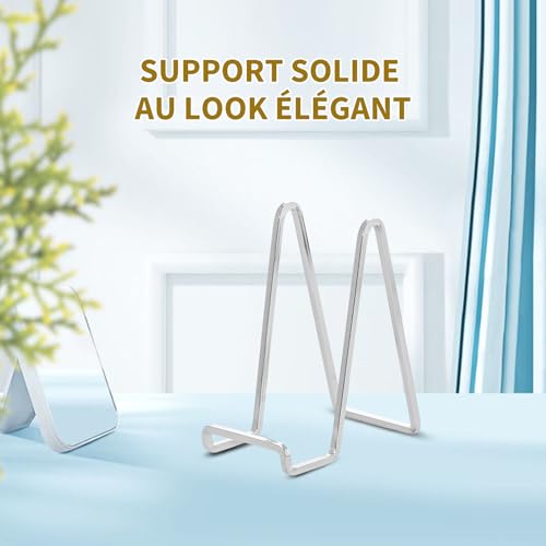 Support assiette 6 pouces en métal argenté pour présentoir de table - 7