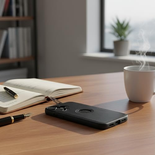 Image of Leather Case for Apple iPhone 17 Premium Protective Stylish Slim Cover with Shockproof Raised Edges Black