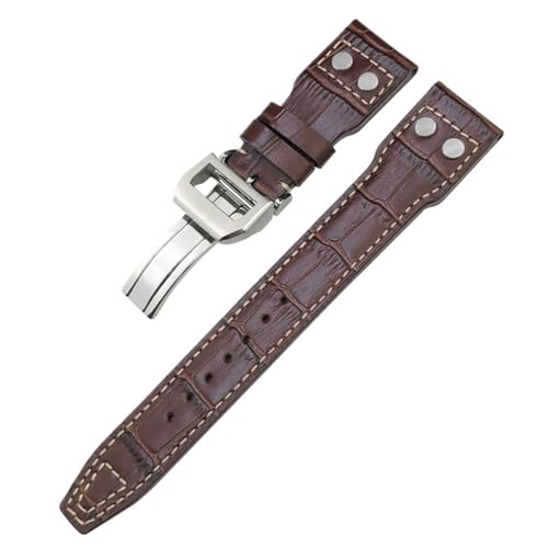 Bracelet de montre 21mm cuir véritable marron adapté pour IWC Big Pilot IW377714