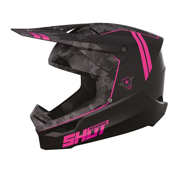 SHOT RACE GEAR Casque Motocross Furious Army Pink Matt – Casque Moto Tout-Terrain Homologué ECE 22.06 – Ultra Léger 1300 g – Ventilation Optimisée –...