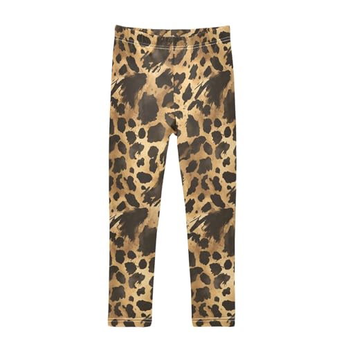 KLL Animal Fur Black Brown Pattern Watercolor Toddler Girls' Athletic Leggings Fashion Full Length Lounge Pants Sports
