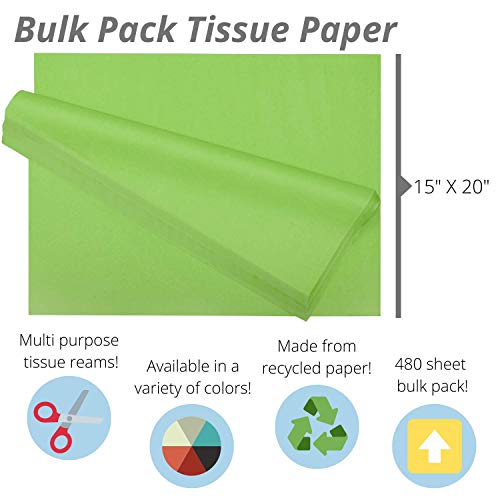 Crown 480 Sheets Bulk Pack Lime Green Tissue Paper Gift Wrap - Ream Of Paper - 15 Inch. X 20 Inch. Wrapping Tissue Paper - For Scrapbooking Paper, Art N Crafts, Wrapping Christmas Gifts And More!! #TOP1