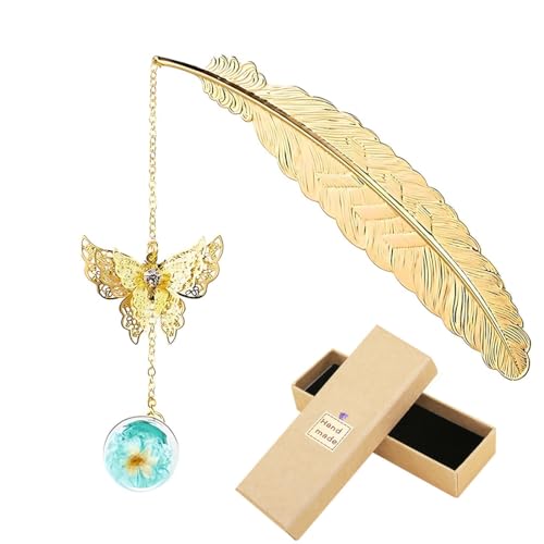WHYCNJL 1 Pieza Marcapaginas de Metal, Marcapaginas Personalizado con caja, Marcapáginas Vintage, de Cuentas de Vidrio, Regalo para Lectores Mujeres y Niños
