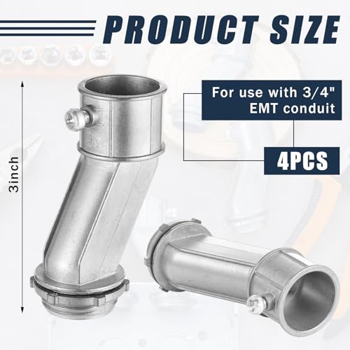 Image of Relaxweex 4 Pack Emt to Box Offset Connector with Set Screw and Lock-nut Conduit Fittings for Electrical Fittings Galvanized Steel Emt Conduit Screw Connector(3 /4inch)