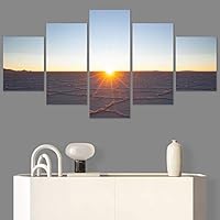 SIGNWIN 5 Panel Canvas Wall Art Reflected Sunset for Home Decorations Ready to Hang - 60