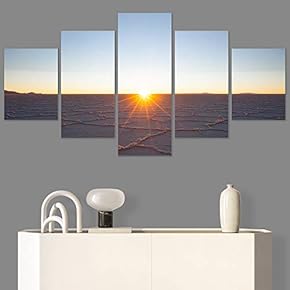 SIGNWIN 5 Panel Canvas Wall Art Reflected Sunset...