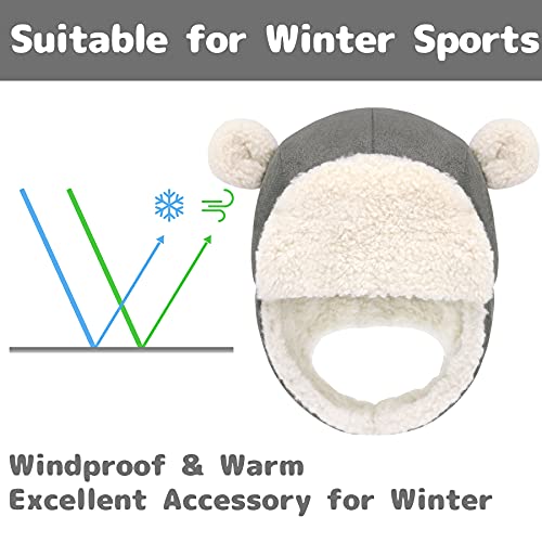 Olreco Toddler Winter Hat With Ear Flaps Toddler Hat Winter Toddler Boy Winter Hat Toddler Hats For Girls Kids Winter Hat Boy Grey #TOP2