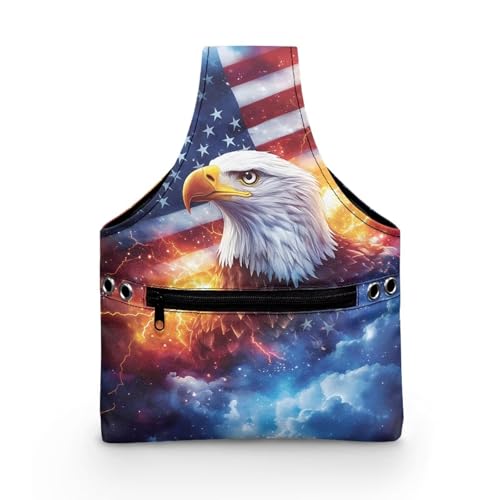 Image of ZUXONGSY America250 Knitting Project Bag for July 4th 2026 Thunder Eagle Patriotic Flag Yarn Tote Bags for Crocheting Crochet Organizers and Storage