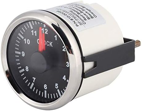 Relógio automotivo KIMISS 0–12 horas com visor e luz vermelha, 9–32 V DC, aro prata – 1 unidade