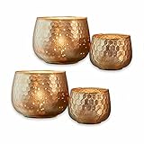 Edles Handwerk Loberon Windlicht 4er Set Leona, Weihnachtsdeko, Glas, antikrosa