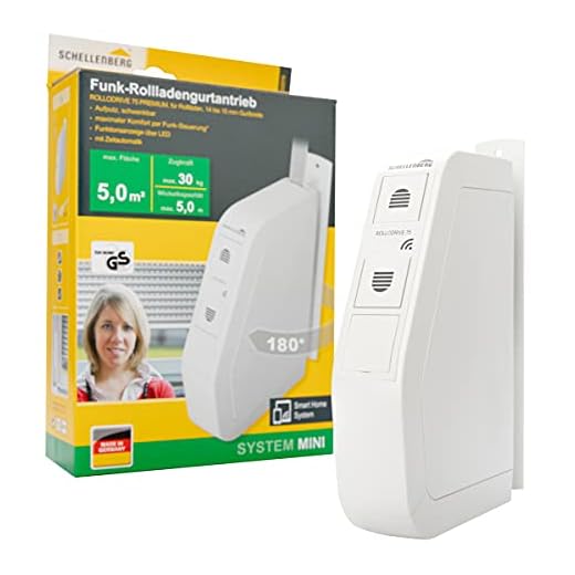 Schellenberg 22576 Elektrischer Gurtwickler mit Funk RolloDrive 75 Premium, geeignet für Smart-Home, Funkgurtwickler bis 5 m² Rollladenfläche, 30 kg Zugkraft, Unterputz-Montage, inkl. Netzstecker