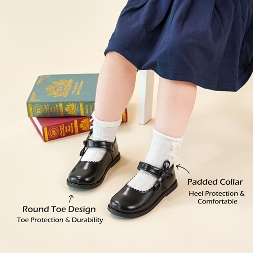 Image of PHIRAMIN Toddler Girl Mary Jane Student Oxford Shoes-Little Girl School Uniform Shoes for Wedding Party